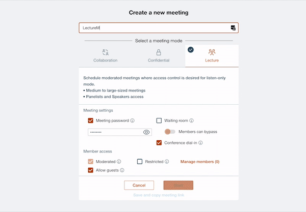 Large Moderated meetings, Events, Learning, Q&A, Company updates.
